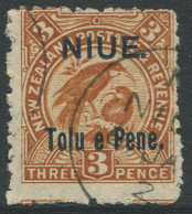 Niue 1903 SG13 Tolu E Pene On 3d Yellow-brown Huia Birds FU - Niue