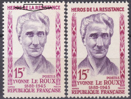 18197 Variété : N° 1199 Yvonne Le Roux Impression Défectueuse Du Violet ** - Nuevos