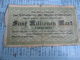 ANCIEN Billet, Allemagne, 5 Millionen Mark, 1923, - Autres - Europe