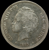 LaZooRo: Spain 5 Pesetas 1893 XF - Silver - Erstausgaben