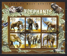 Animaux Eléphants Sierra Leone 2015 (245) Yvert N° 5011 à 5016 Oblitérés Used - Eléphants