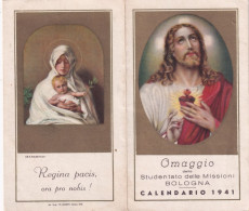 Calendarietto - Studentato Delle Missioni Bologna - Sacro Cuore - Anno 1941 - Petit Format : 1941-60