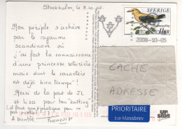 Timbre , Stamp " Oiseau : Oriolus Oriolus "  Sur CP , Carte , Postcard Du 05/10/2008 - Lettres & Documents