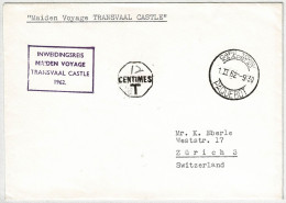 Südafrika / South Africa 1962, Brief Mayden Voyage Transvaal Castle Cape Town - Zürich (Schweiz), Paquebot, Nachporto - Covers & Documents