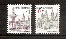 Czech Republic 1993●VARIETY●Definitives Architecture●with Tropical Mat Glue (tropický Lep)●Gumi Matt POFIS 12ay, 17y - Unused Stamps