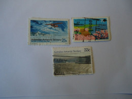 AUSTRALIAN ANTARTIC USED 3  STAMPS  LANDSCAPES AIRPLANES - Gebruikt