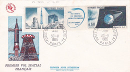 FDC--1965--1er Vol Spatial Français (Fusée Diamant--Satellite A1 ) ....cachet PARIS - 1960-1969