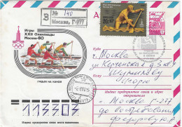 1980 Le Canoë-Kayak Aux Jeux Olympiques De Moscou: Lettre Entier-postal Recommandée Voyagée - Ete 1980: Moscou