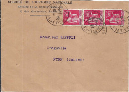 FRANCE Ca.1935: CP Ill. De Paris à Nyon (Suisse) - 1932-39 Paz