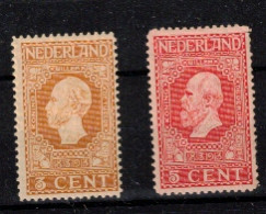 PAYS BAS     1913        N° 83/84 ** Sans  Charnière  Pliure Sur Le Dessus Du N° 84 - Unused Stamps
