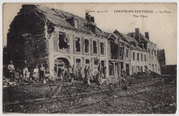 80 - B17906CPA - LIHONS EN SANTERRE - La Place - Bon état - SOMME - Hornoy Le Bourg