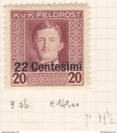 1918 FRIULI-VENETO Occ. Austriaca, N° 9ab Dentellato 11 1/2 MLH/* - Sonstige & Ohne Zuordnung