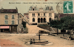 Mornant Nouvel Hôtel Des Postes Justice De Paix Ecole Des Filles Rhône 69440 Cpa Couleur Toilée Voyagée En 1909 B.Etat - Sonstige & Ohne Zuordnung