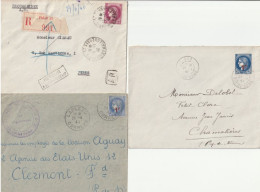 Cérès De Mazelin, 3 Enveloppes, Job (Puy-de-Dôme), 1 Recommandée Avec  AR  Et Retour, 1 Contrôle Facteur. - 1945-47 Cérès Van Mazelin