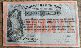 P# S482 - 20 Pesos Uruguay (Sociedad De Fomento Territorial) 1868 - VF - Uruguay