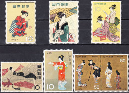 JAPAN 1957;58;59;60;65 And 76, PHILATELIC WEEKS, SEX MNH COMPLETE SERIES With JAPANESE PAINTING With GOOD QUALITY,*** - Ongebruikt