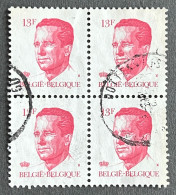 BEL2202Ux4BS - King Baudouin 1st. - Block Of 4 X 13 F Used Stamps - Belgium - 1986 - 1981-1990 Velghe