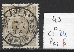 PAYS-BAS 43 Oblitéré Côte 24 € - Used Stamps