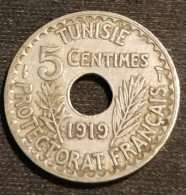 TUNISIE - TUNISIA - 5 CENTIMES 1919 ( 1338 ) - Grand Module - Muhammad Al-Nasir - Protectorat Français - KM 242 - Tunisie