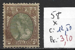 PAYS-BAS 58 * Côte 12.50 € - Unused Stamps