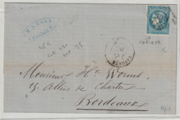 FRANCE - N°45C Sur Lettre. Petite Variété : 2Q . Cote 120€. Net 35€. - 1870 Emission De Bordeaux