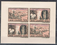 Hojita LOURDES (France) 1958. Centenario Aparicion Virgen, ESPERANTO,  Sin Dentar - Unused Stamps