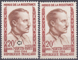 18219 Variété : N° 1201 Louis Martin-Bret  Grand 20 De 20f + Normal ** - Nuovi