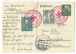 Sudetenland Postkarte Befreiungsstempel TROPPAU (Opava) "Wir Danken Unserem Führer" 1938 - Sudetenland