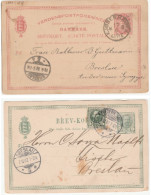 1885 - 1905  Denmark To Breslau Germany POSTAL STATIONERY CARDS Cover Card Stamps - Briefe U. Dokumente