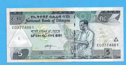 2017  Africa  Ethiopia BANKNOTE 5 BIRR UNC BANKNOTE FROM ETHIOPIA BILLETE UNCIRCULATED - Other - Africa