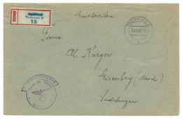 Sudetenland R-Dienst-Brief Zollamt TROPPAU (Opava) Korrigierter R-Zettel 1938 - Sudetes