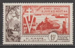 SPM - 1954 - POSTE AERIENNE - YVERT N° 22 * MLH - COTE = 23 EUR. - Neufs