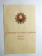 1er Régiment De SPAHIS ALGERIENS Médéa  8,5 X 13 Cm Env - Documenti