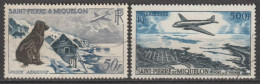 SPM - 1956/57 - POSTE AERIENNE - YVERT N° 23/24 OBLITERES - COTE = 60 EUR. - Usati