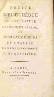 COLLECTIF - PETITE BIBLIOTHEQUE DE LITTERATURE GRECQUE ET LATINE TOME QUATRIEME - - 1701-1800