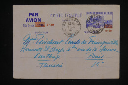 TUNISIE - Entier Postal Surchargé De Carthage Pour Paris Par Avion  En 1942 - L 150273 - Storia Postale