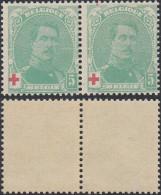 Belgique 1914 - Timbres Neufs. COB Nr.: 129 A. Une Paire Dont Variété. "Point Rouge En Marge".... (EB) AR-02048 - 1914-1915 Cruz Roja