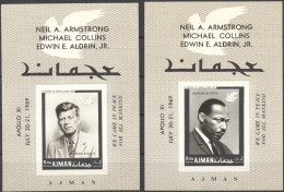 Ajman 1969, Kennedy, M. L. King, 2Blocks IMPERFORATED - Martin Luther King