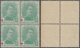 Belgique 1914 - Timbres Neufs. COB Nr.: 129 .Bloc De 4.  Dont Variétés................... (EB) AR-02049 - 1914-1915 Rotes Kreuz