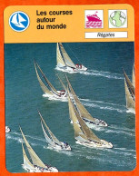 Les Courses Autour Du Monde Régates Bateaux Fiche Illustrée Cousteau N° 00C70 - Bateaux