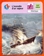 L'incendie D Un Vapeur Atlantique  Bateau Fiche Illustrée Cousteau  N° 425 - Boats