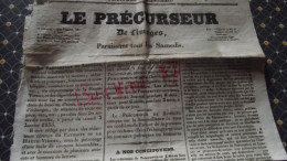 Le PRECURSEUR De LIMOGES 1835, Journal, Limoges, Prospectus Spécimen - 1800 - 1849