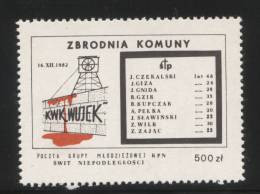 POLAND SOLIDARNOSC KPN 1989 COMMUNIST GENOCIDES SILESIA WUJEK COAL MINE (SOLID 0646/0482) Miners Mining - Solidarnosc Vignetten