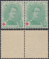 Belgique 1914 - Timbres Neufs. COB Nr.: 129 .A Paire  Dont 1 Avec Variété................... (EB) AR-02054 - 1914-1915 Rotes Kreuz