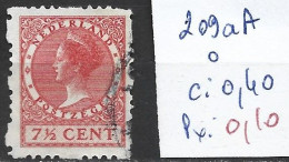 PAYS-BAS 209aA Oblitéré Côte 0.40 € - Used Stamps