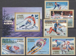 Ajman 1971, Olympic Games In Sapporo, Rotary, 6val+BF - Invierno 1972: Sapporo