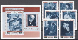 Ajman 1971, Personalities, Schweitzer, 6val +BF - Albert Schweitzer