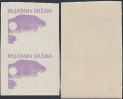 Croatie 1943 - Timbres Neufs. Mi Nr.: 118. En Paire. Non Dentélé En Violet. "Essai Sans La Croix Rouge" .. (EB) AR-02059 - Croazia