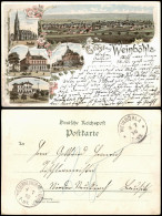 Litho AK Weinböhla Post, Bahnhof, Kirche, Hotel Hinze - Gruss Aus 1898 - Weinböhla