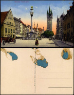 Ansichtskarte Straubing Theresienplatz, Auto 1914 - Straubing